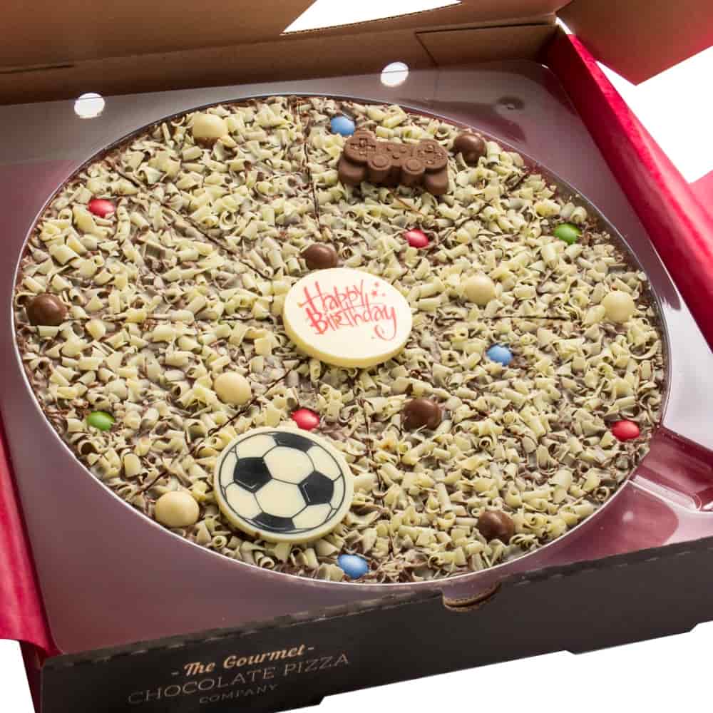 Our 10" Gamer's Birthday Pizza also includes a white chocolate football plaque - combining two passions into one celebration gift.